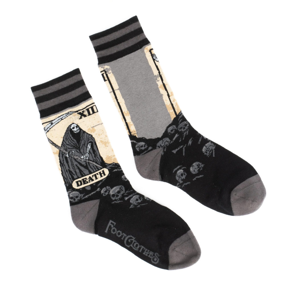 Footclothes - Death Tarot Card Crew Sokken - Zwart/Beige